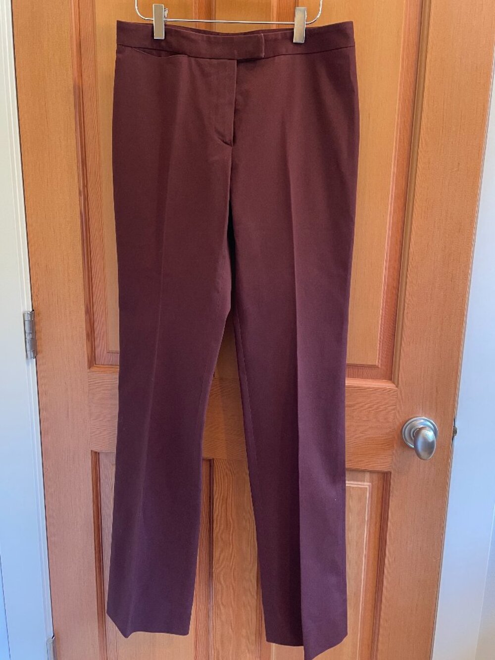 Miu Miu Maroon Flat Front Straight Leg Pants 44